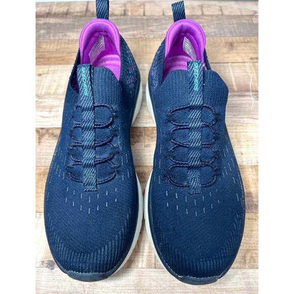 Skechers DLux Walker Slip On Athletic Knit Sneake Navy Blue & Purple Womens 8.5M - Picture 2 of 9